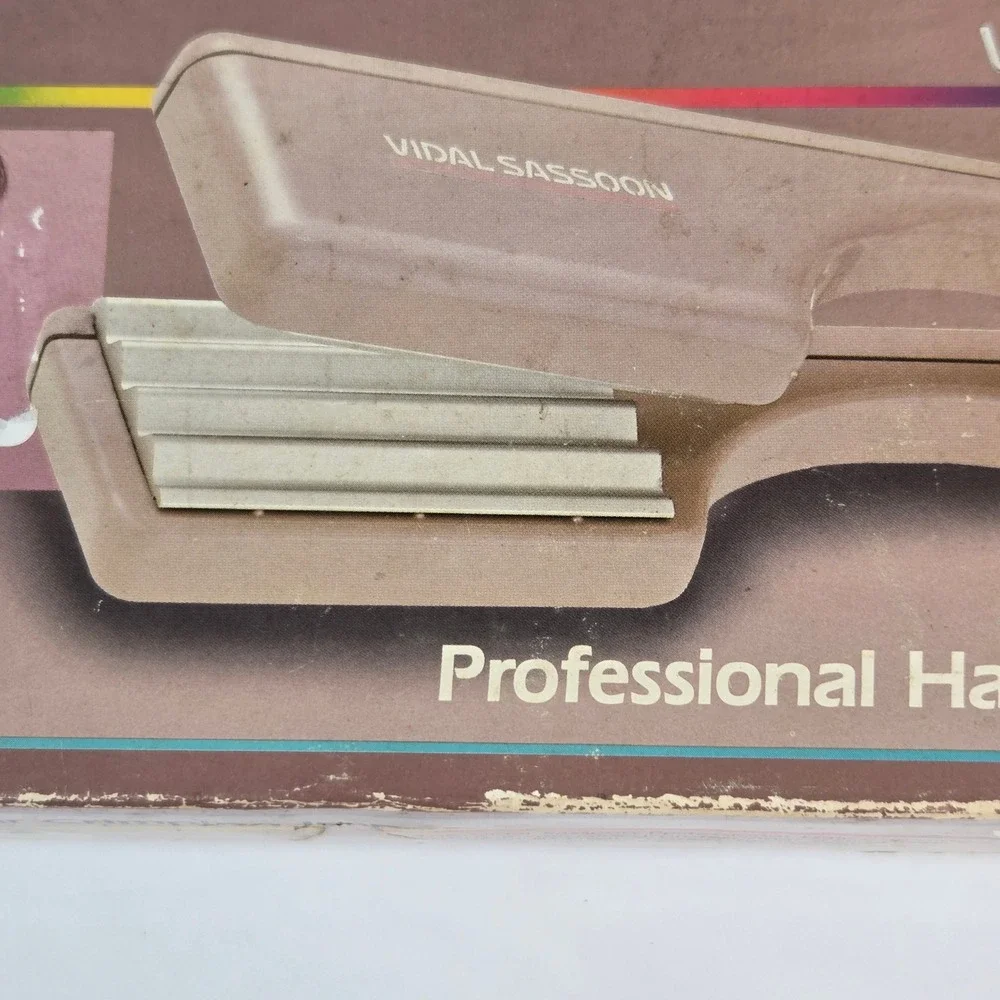Vidal Sassoon Professional Hair Crimping Iron VS-142 Vintage 80s Taupe with Box